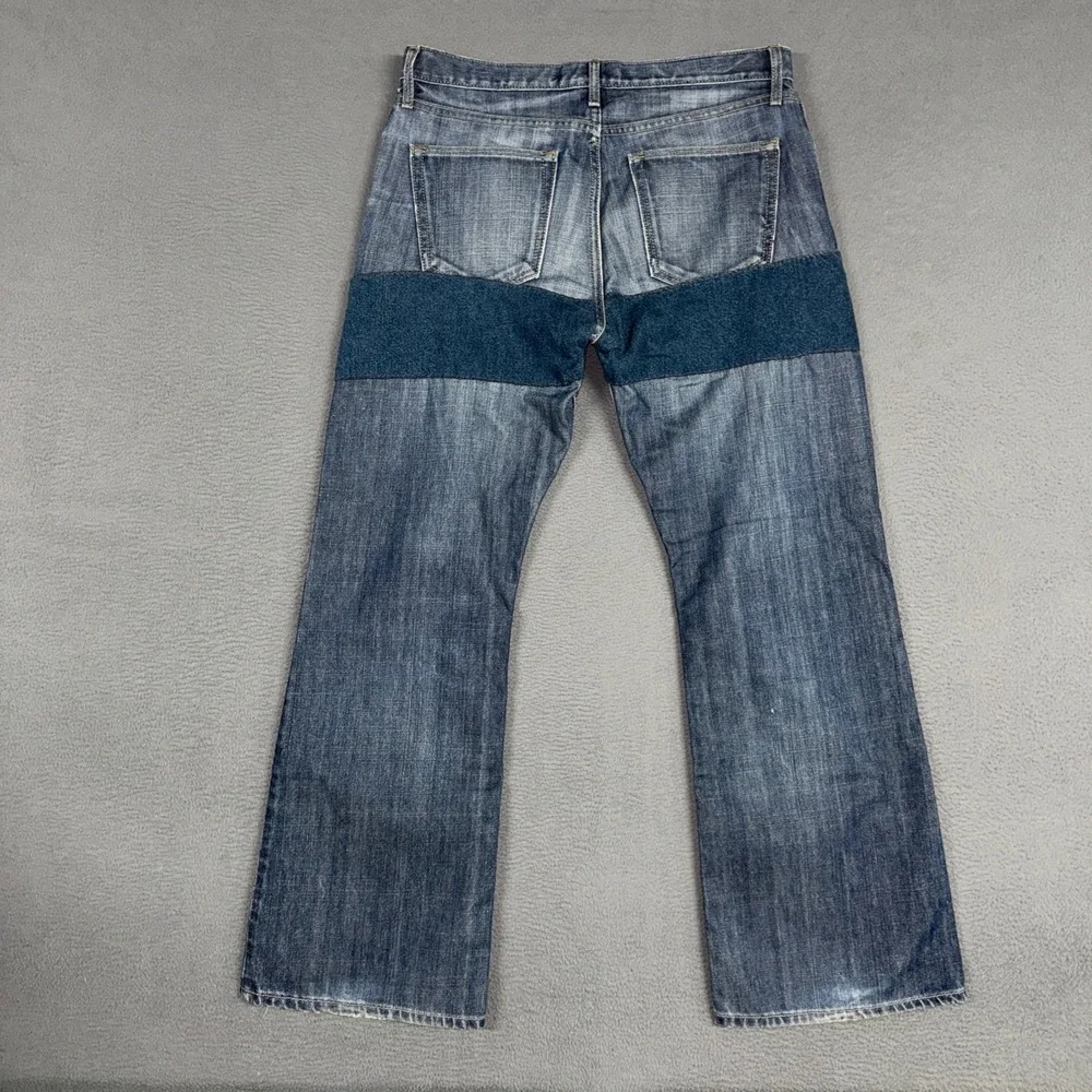 Banana Republic Jeans Mens 32x30 Blue Straight Distressed Denim Contrast Panel